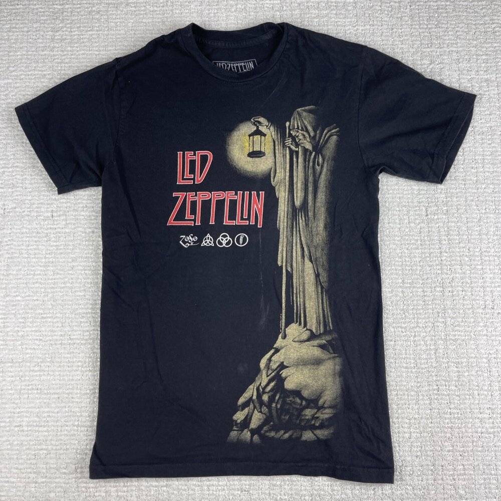Led Zeppelin Stairway To Heaven Shirt Mens S Solid Black Hermit Rock Music READ*